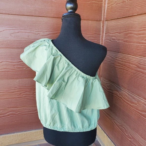Women's One Shoulder Ruffle Top - A New Day, Olive Green, Medium - Picture 6 of 9